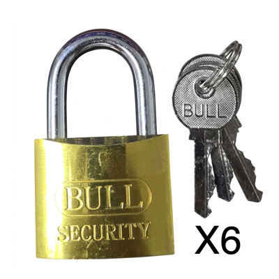 BULL Brass Padlock KEY ALIKE 50MM HG626 6PC/BOX